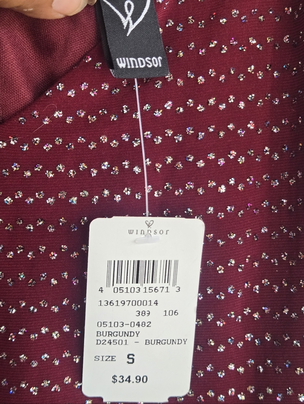 Windsor Burgundy Sequin Asymmetrical Slip Dress - Picture 8 of 11